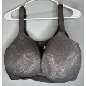 Cacique 42H Bra Lightly Lined Balconette Gray Lace Floral